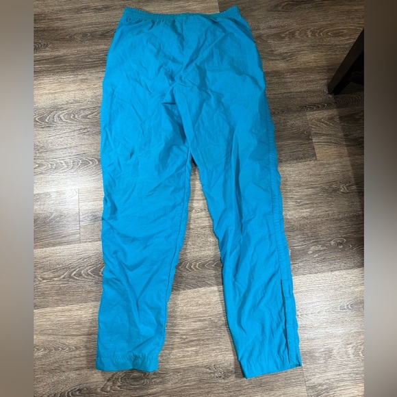 Vtg 80s Nike Track Pants Women M Aqua Blue Windbreaker Pants Side Pockets - Picture 7 of 7